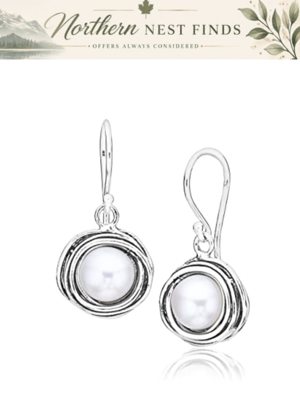 925 Sterling Silver Freshwater Pearl Dangle Drop Earrings Vintage Handcrafted